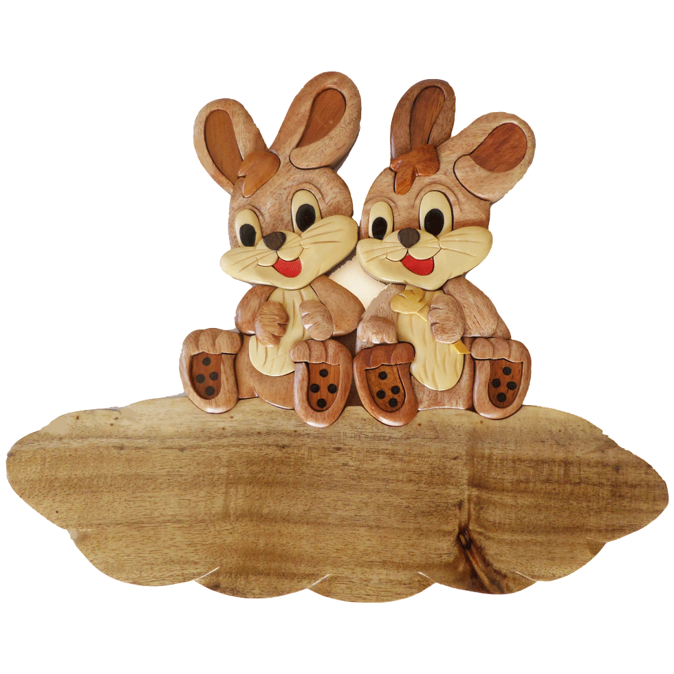 plaque de porte en bois lapins